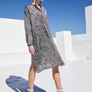 Eileen Fisher NWOT Black and White Prism Dress